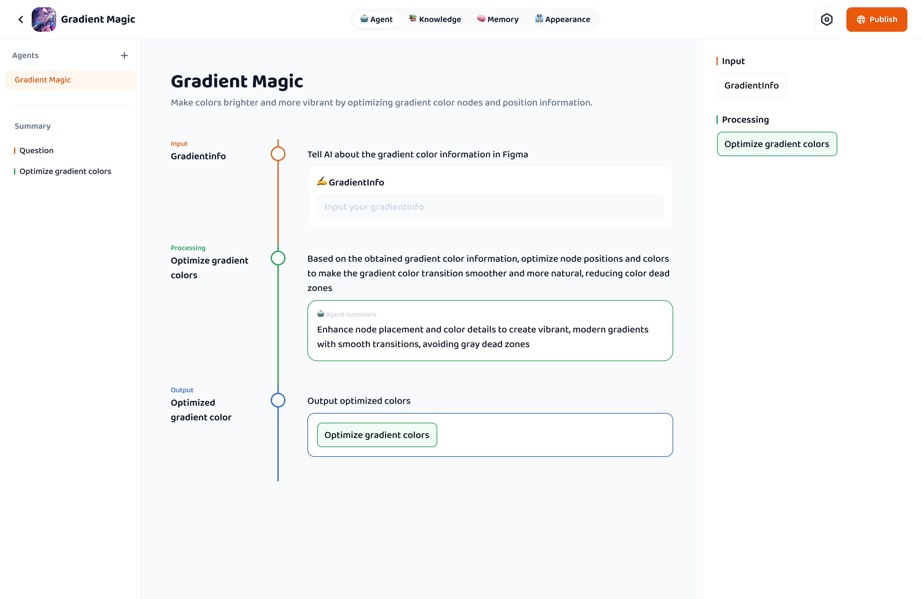 Agent Builder 输出结构配置界面